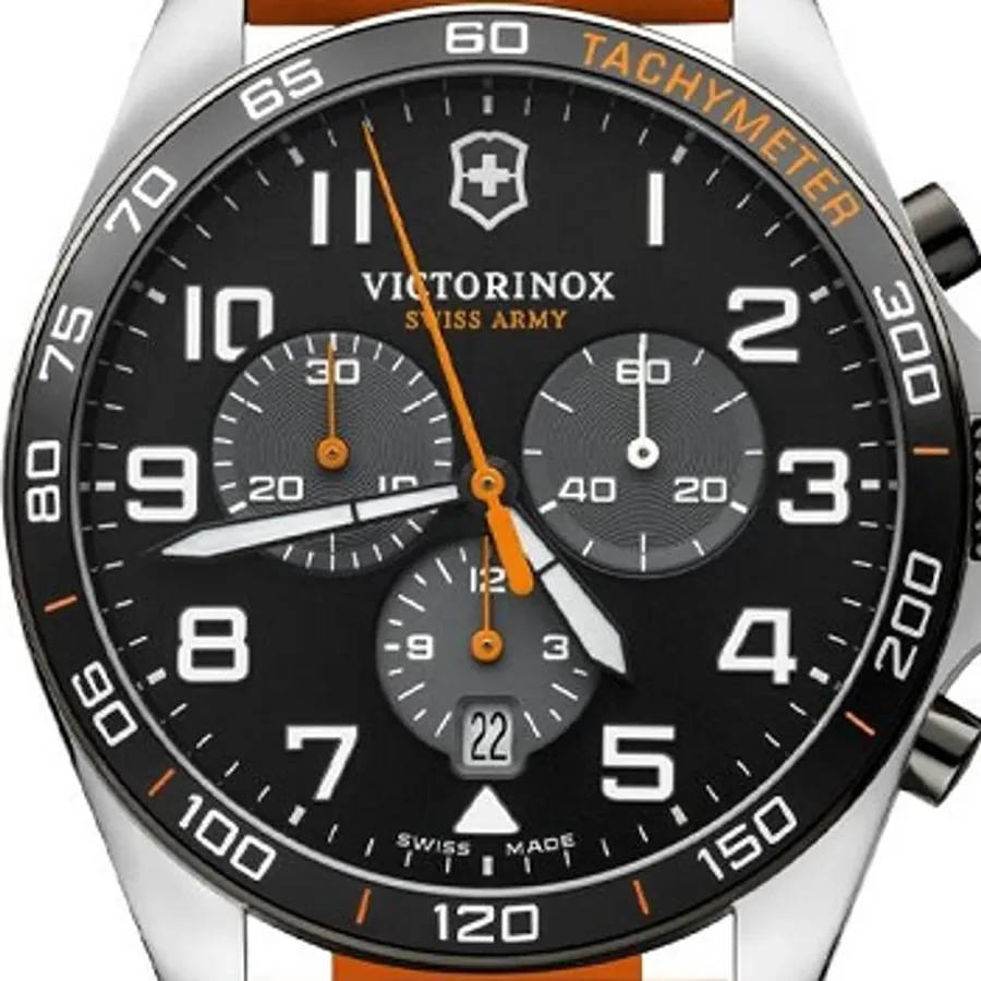 Victorinox Fieldforce Chronograph 42mm Watch, Orange Strap, view 2
