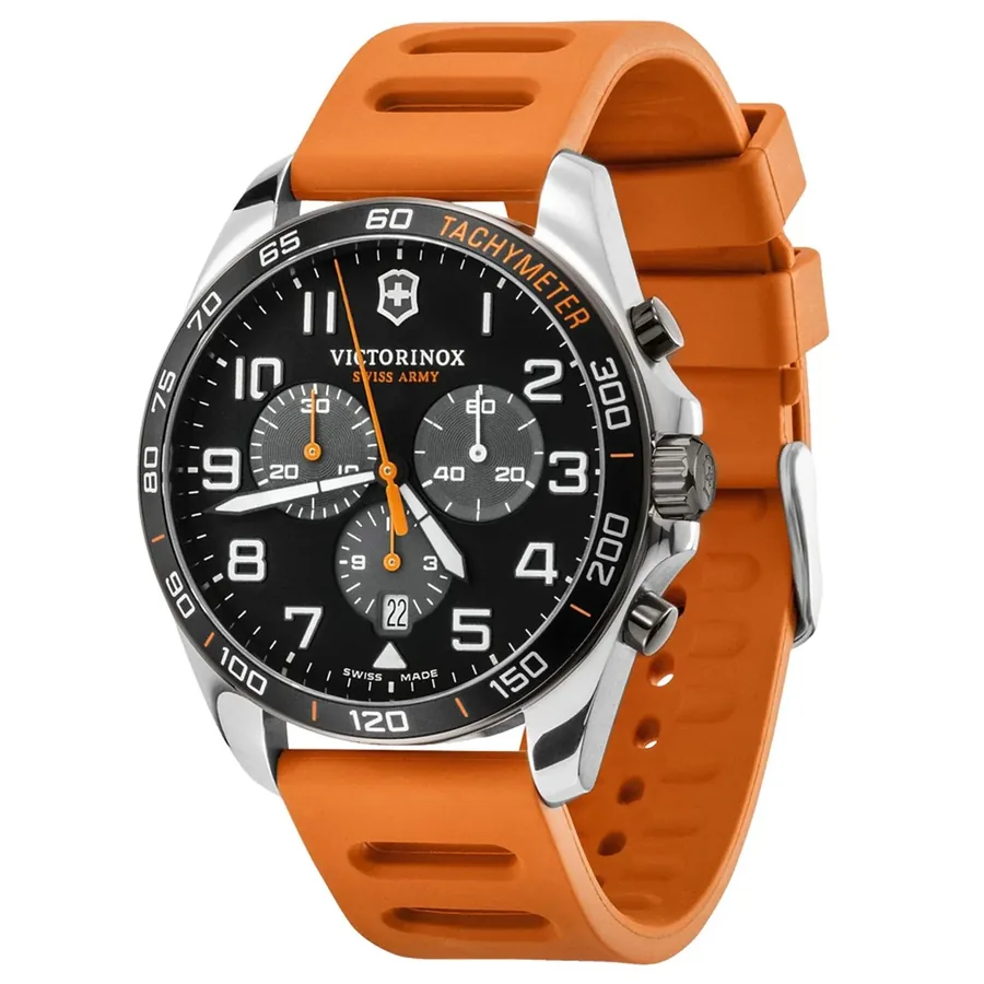 Victorinox Fieldforce Chronograph 42mm Watch, Orange Strap, view 4