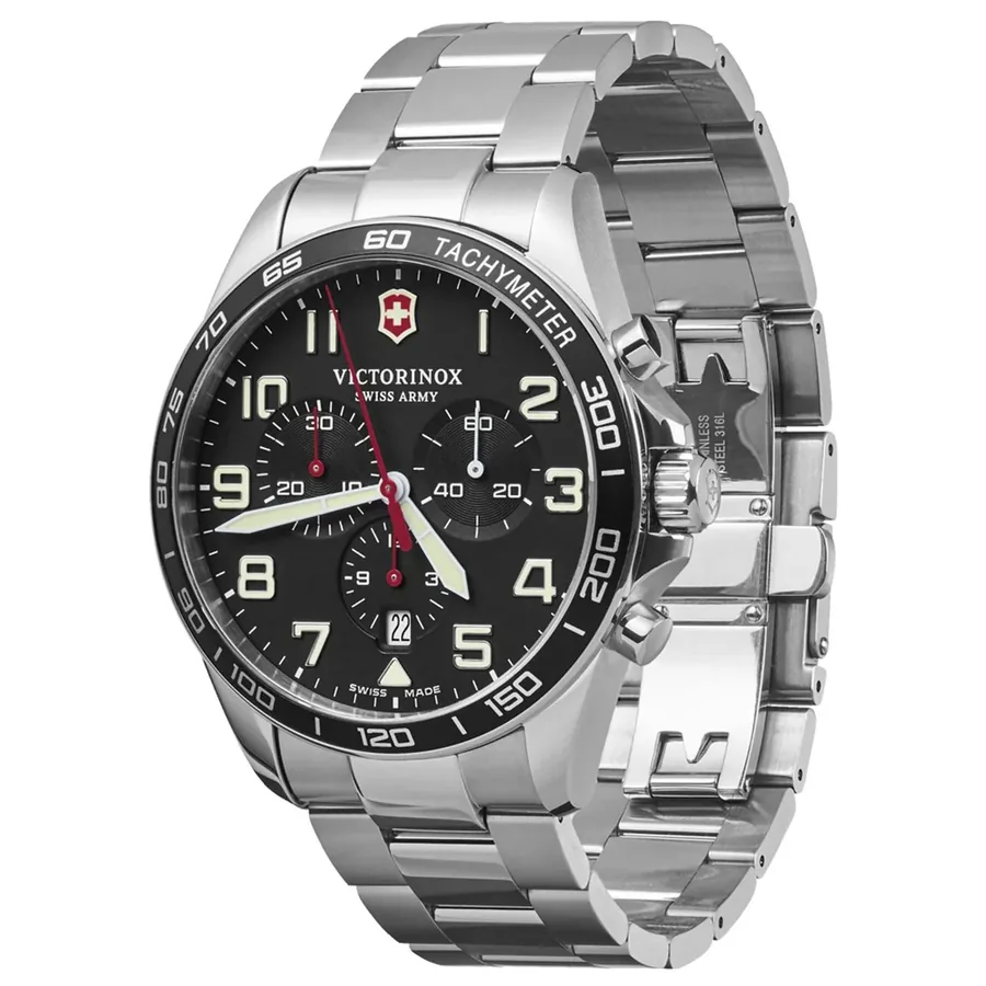 Victorinox Fieldforce Chronograph 42mm Watch, Silver-Tone Strap, Ref. 241855, view 3