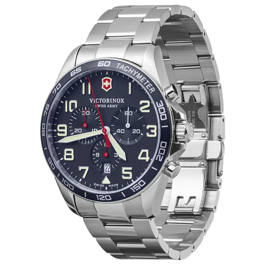 Victorinox Fieldforce Chronograph 42mm Watch, Silver-Tone Strap, Ref. 241857, view 4