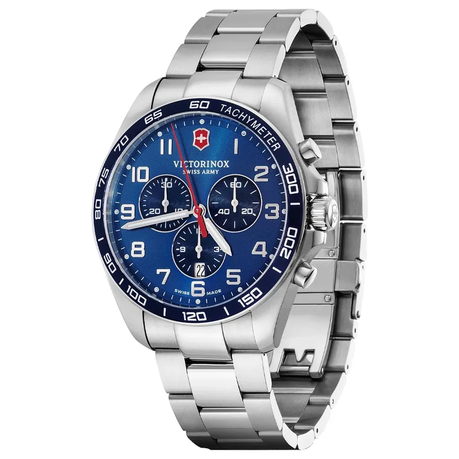 Victorinox Fieldforce Classic Chronograph 42mm Blue Dial, Silver-Tone Strap, view 5