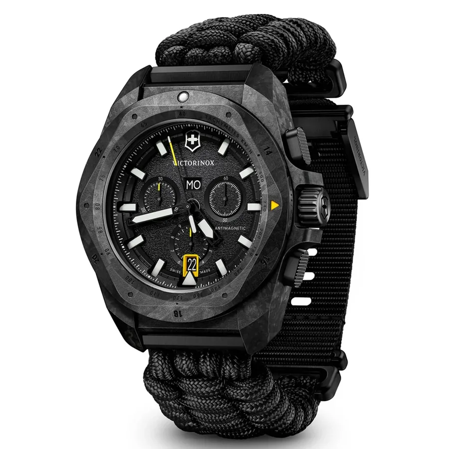 Victorinox I.N.O.X. 43mm Chronograph Black Dial, Black Paracord Strap, view 2