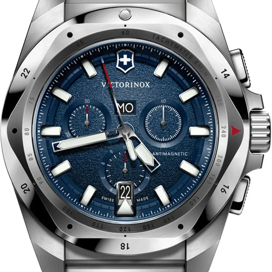 Victorinox I.N.O.X. 43mm Chronograph Blue Dial, Silver-Tone Stainless Steel Bracelet, view 2