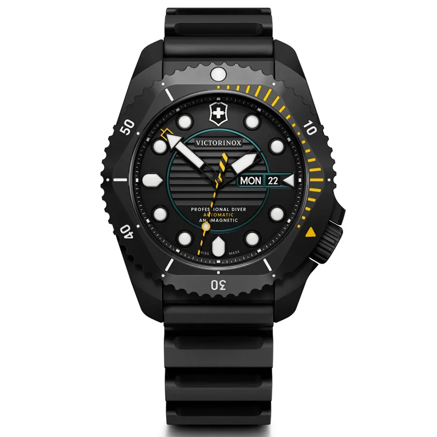 Victorinox I.N.O.X. Dive Pro 43mm Automatic Black Dial, Black Rubber Strap, front view