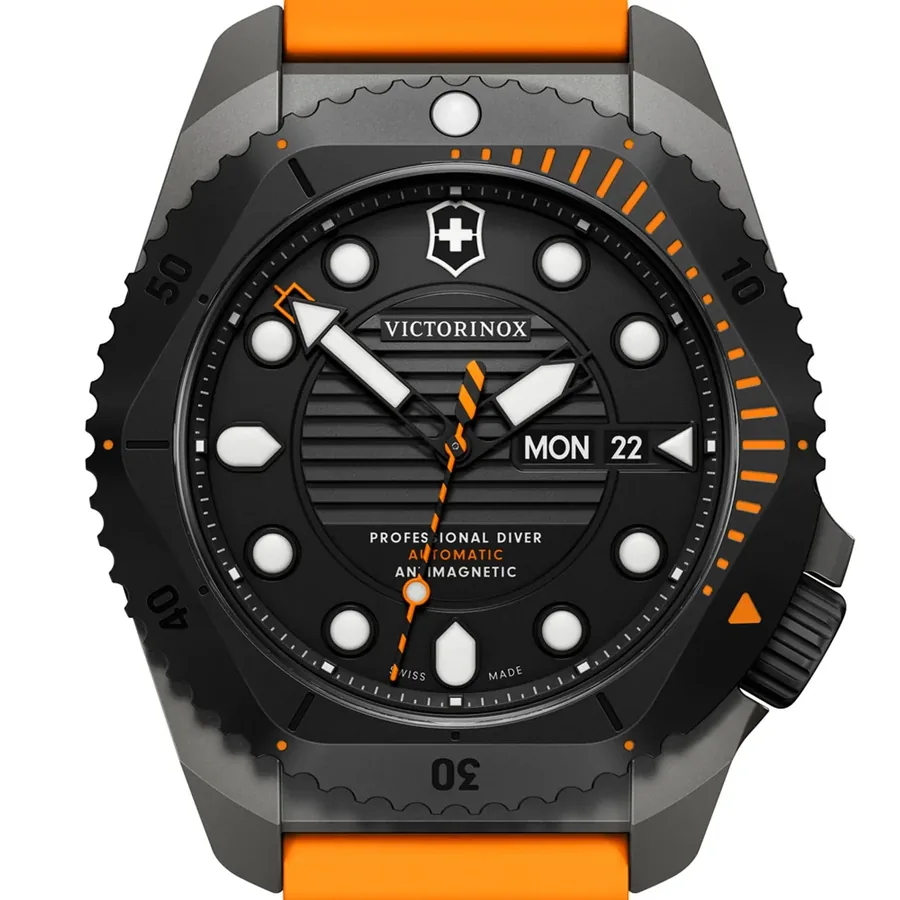 Victorinox I.N.O.X. Dive Pro 43mm Automatic Black Dial, Orange Rubber Strap, view 2