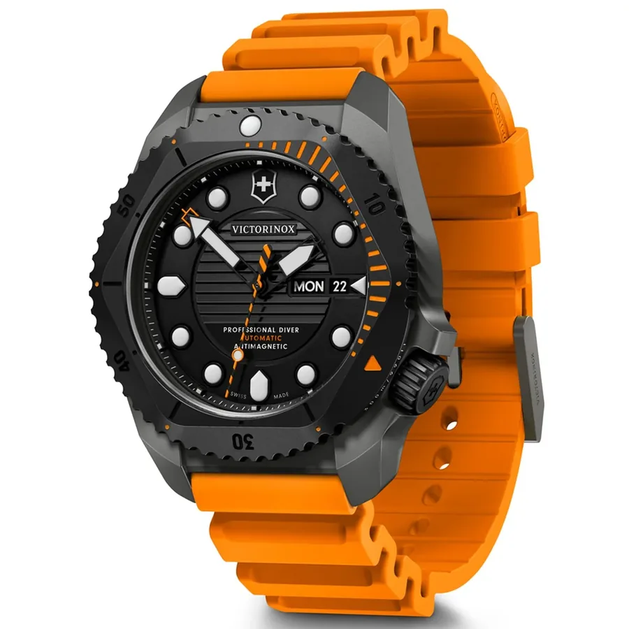Victorinox I.N.O.X. Dive Pro 43mm Automatic Black Dial, Orange Rubber Strap, view 3
