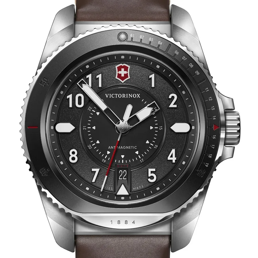 Victorinox Journey 1884 43mm Black Dial, Brown Leather Strap, view 2