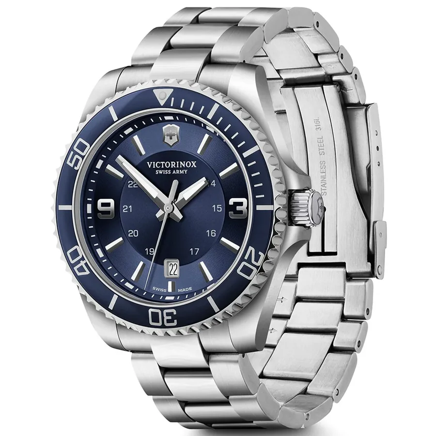Victorinox Maverick 43mm Blue Dial, Silver-Tone Stainless Steel Bracelet, view 3