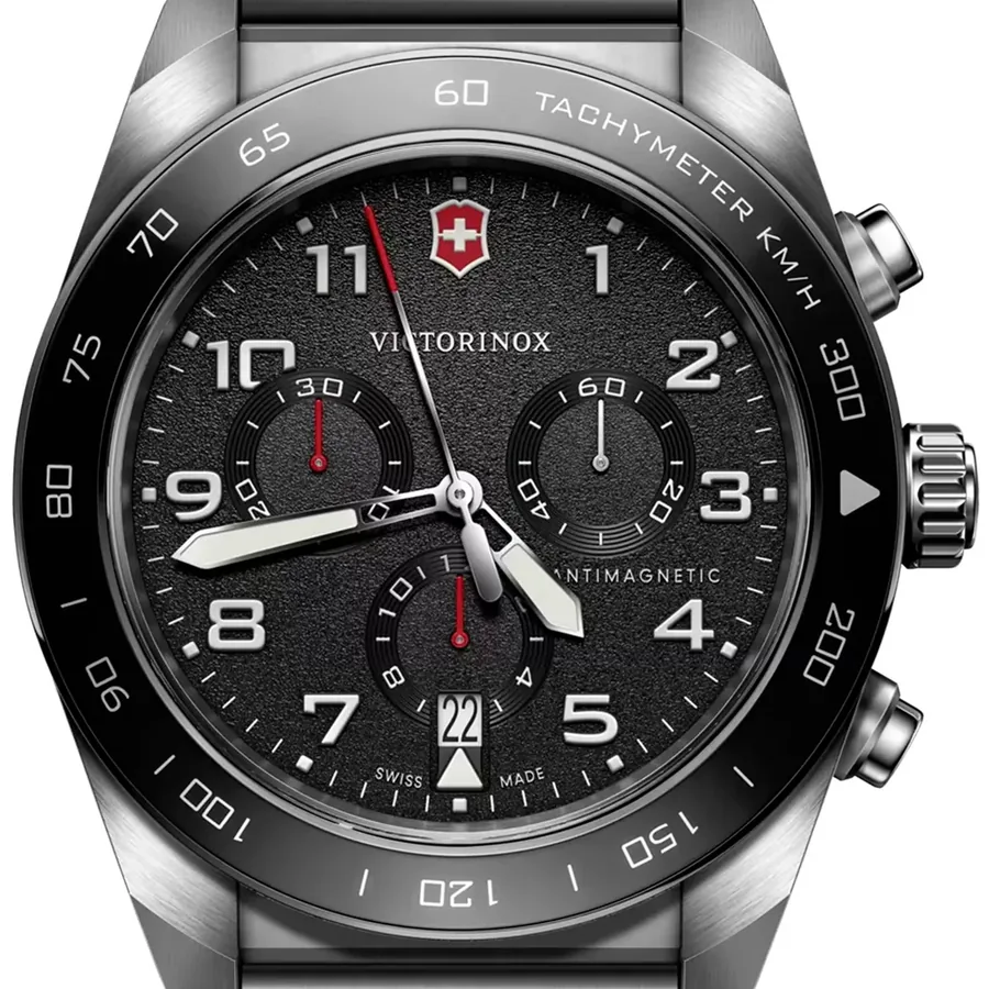 Victorinox Swiss Army 42mm Black Dial, Silver-Tone Stainless Steel Bracelet, Ref. 242048, view 2