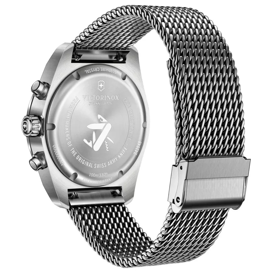 Victorinox Swiss Army 42mm Black Dial, Silver-Tone Stainless Steel Bracelet, Ref. 242048, view 5