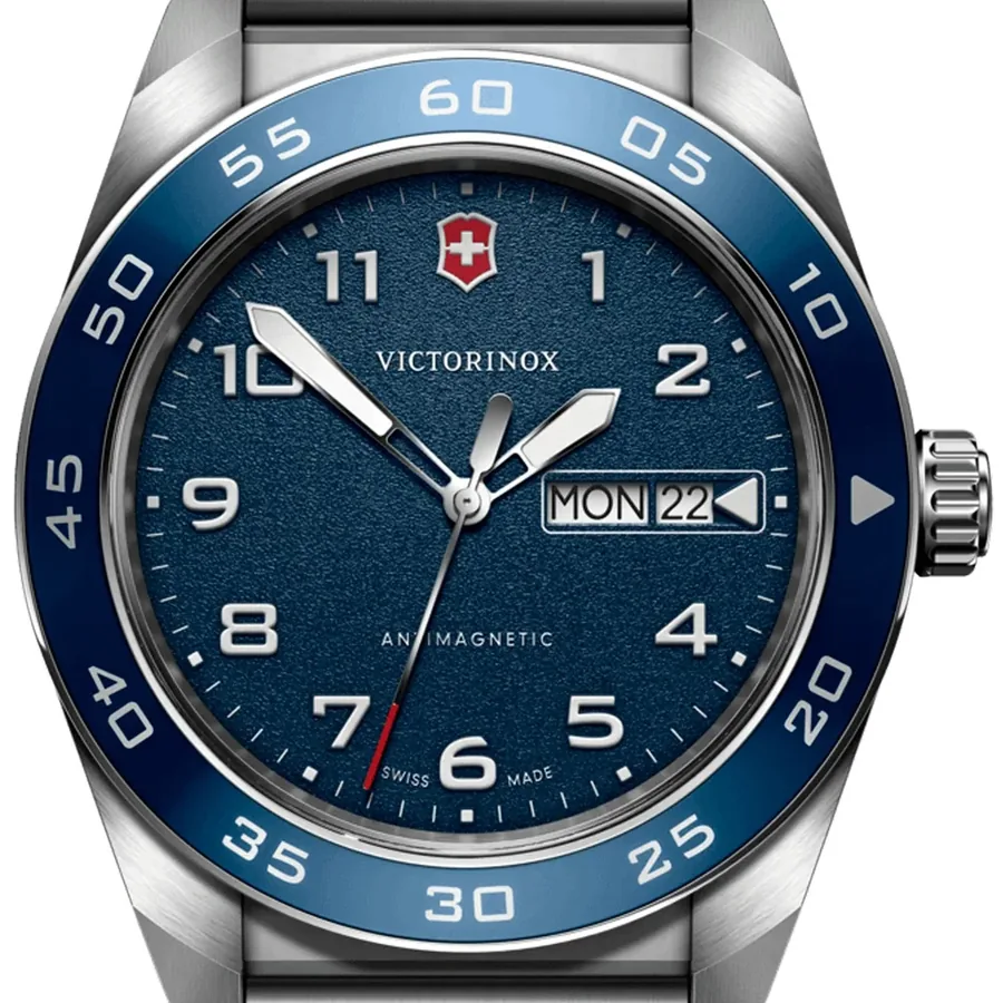 Victorinox Swiss Army 42mm Blue Dial, Silver-Tone Stainless Steel Bracelet, view 2