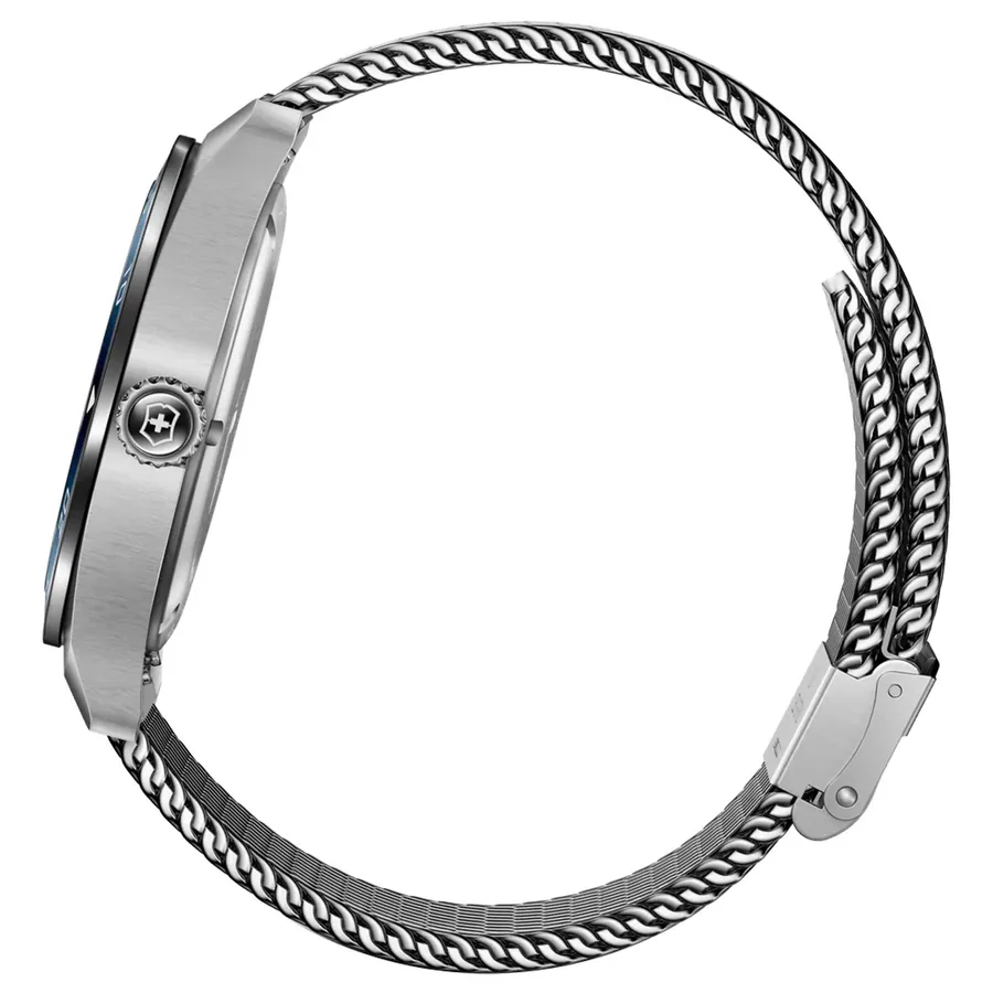 Victorinox Swiss Army 42mm Blue Dial, Silver-Tone Stainless Steel Bracelet, view 3