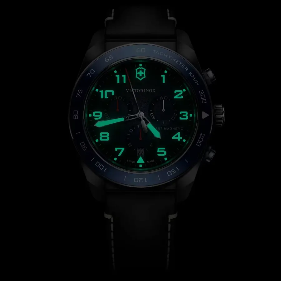 Victorinox Swiss Army 42mm Chronograph Black Dial, Black Leather Strap, view 6