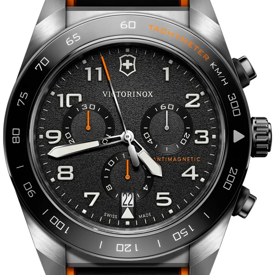 Victorinox Swiss Army 42mm Chronograph Black Dial, Black Rubber Strap, Ref. 242050, view 2