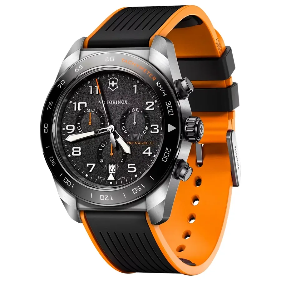 Victorinox Swiss Army 42mm Chronograph Black Dial, Black Rubber Strap, Ref. 242050, view 4