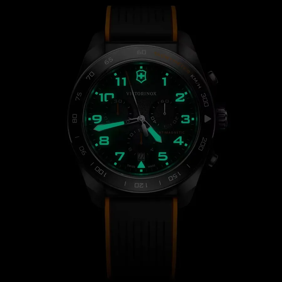 Victorinox Swiss Army 42mm Chronograph Black Dial, Black Rubber Strap, Ref. 242050, view 6