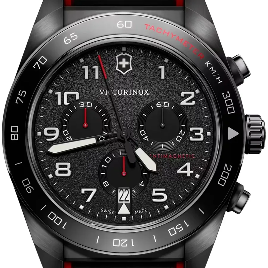 Victorinox Swiss Army 42mm Chronograph Black Dial, Black Rubber Strap, Ref. 242051, view 2