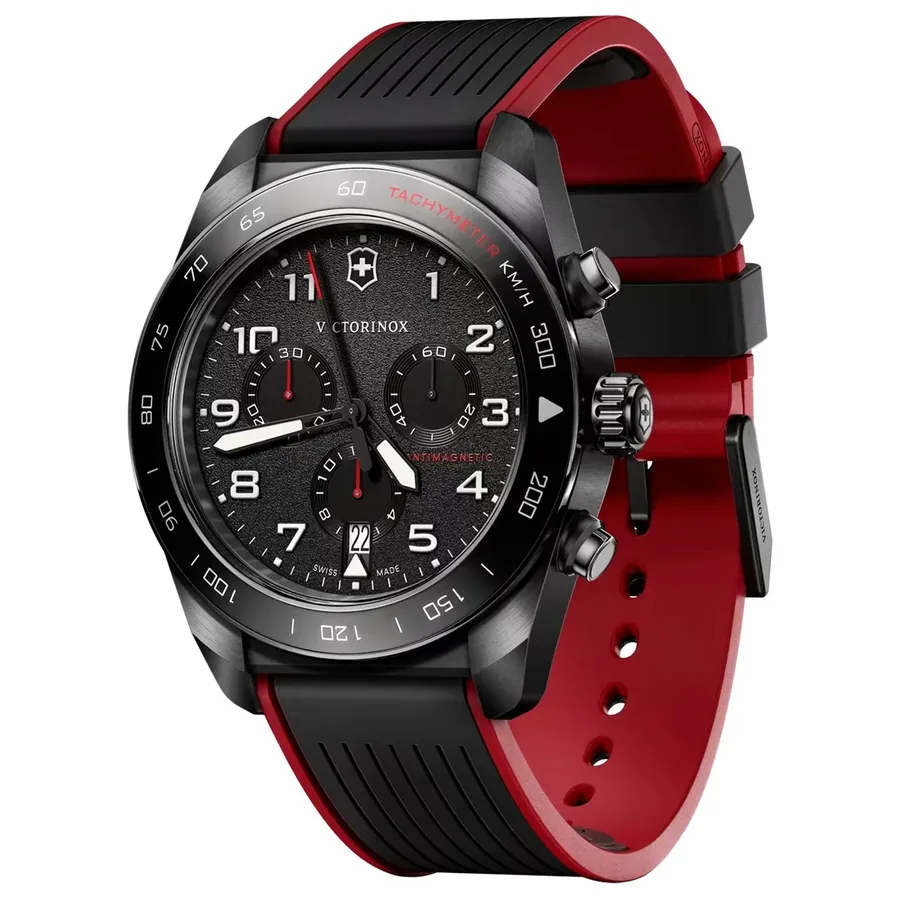 Victorinox Swiss Army 42mm Chronograph Black Dial, Black Rubber Strap, Ref. 242051, view 4