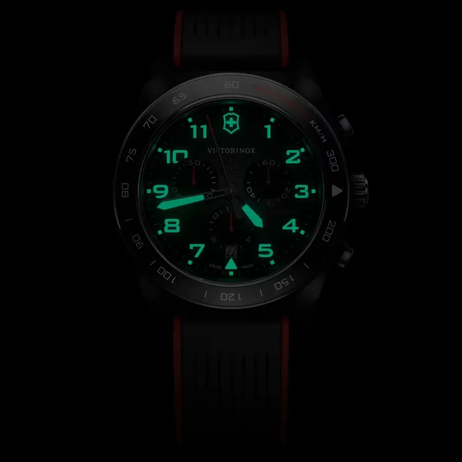 Victorinox Swiss Army 42mm Chronograph Black Dial, Black Rubber Strap, Ref. 242051, view 6